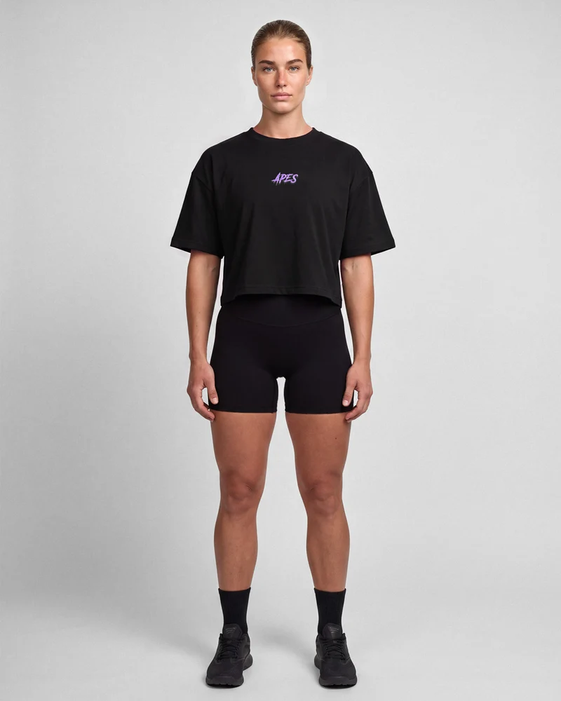 Hell Dog Core Edit Crop Oversize T-shirt - Black