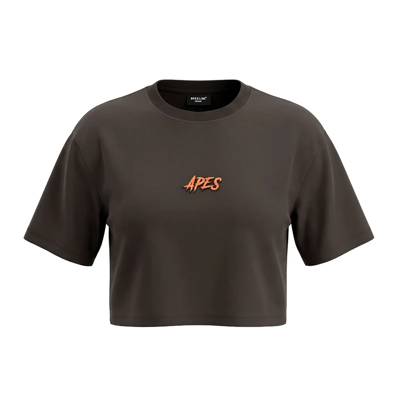 Tiger Core Edit Crop Oversize T-shirt - Dark Brown