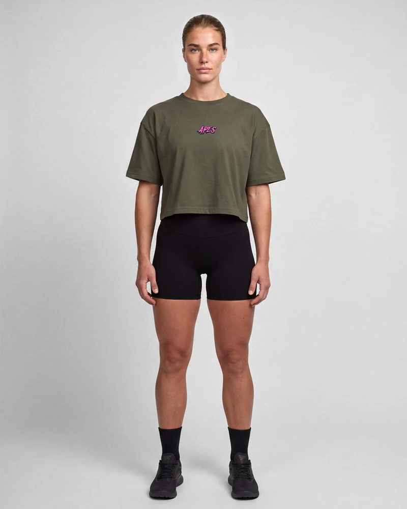 Snake Core Edit Crop Oversize T-shirt - Mud
