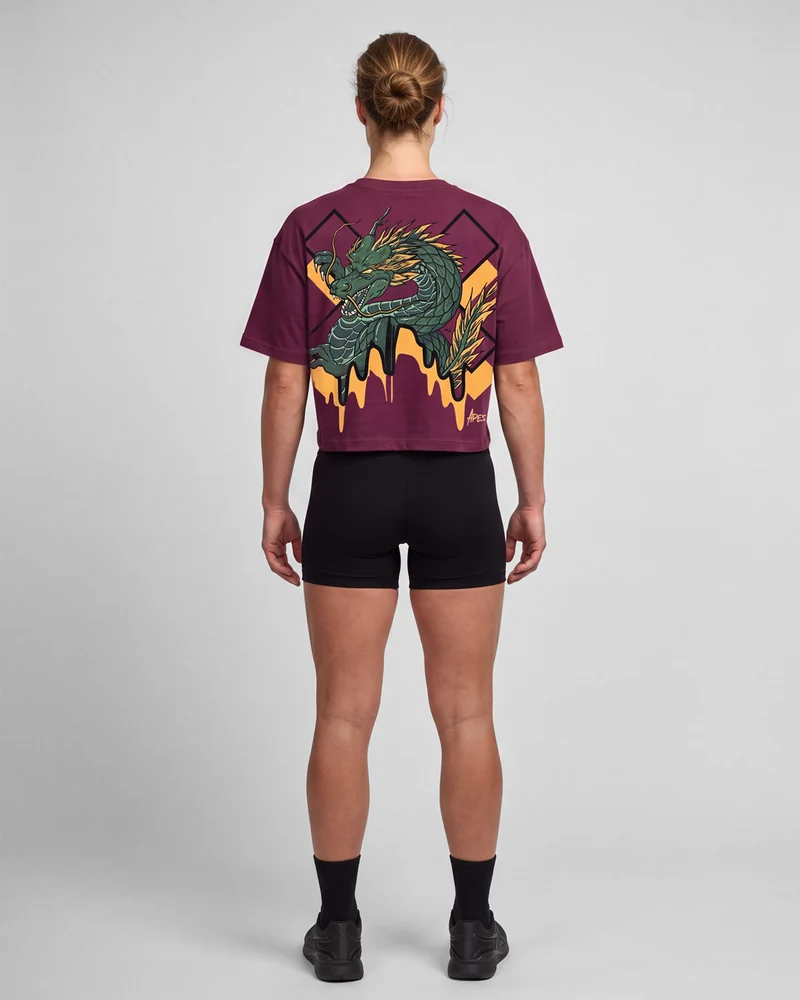 Dragon Core Edit Crop Oversize T-shirt - Dark Fuchsia