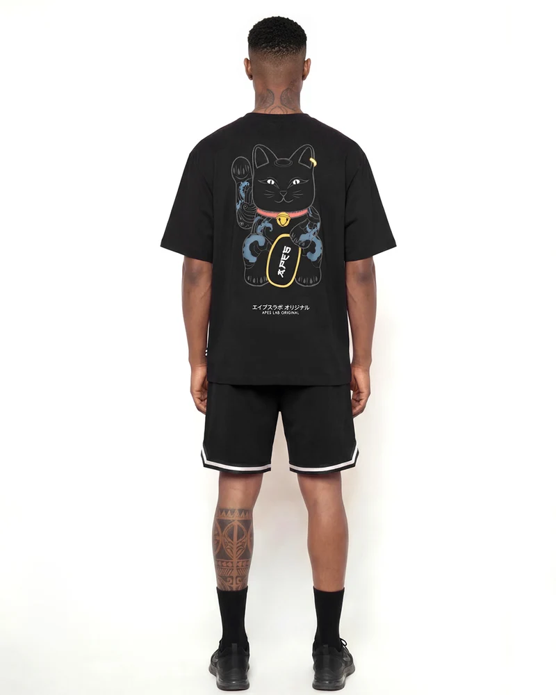Apes Lab. Original Maneki Neko Boxy Tshirt - Black