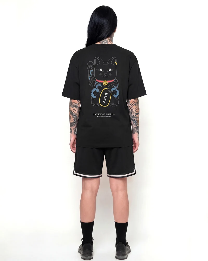 Apes Lab. Original Maneki Neko Boxy Tshirt - Black