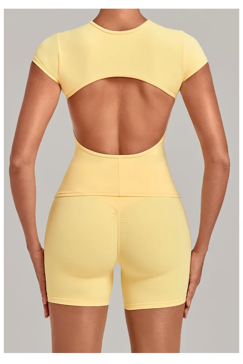 SPARK Women's Hollow Back Quick Dry Yoga Short-Sleeve TF3098