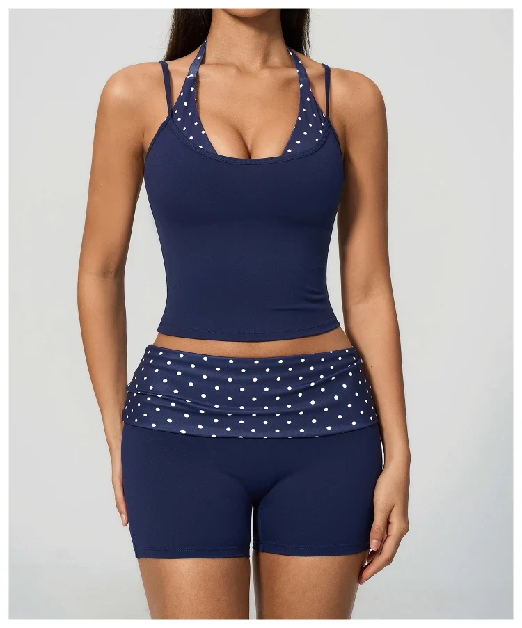 SPARK New Color-blocked Polka Dot Yoga Tank Top ZC4549