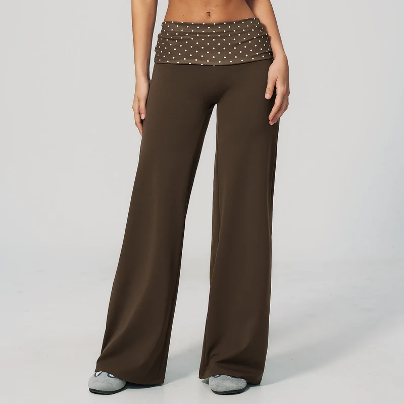 SPARK Retro Polka Dot Fold-Over Yoga Pants ZC4549
