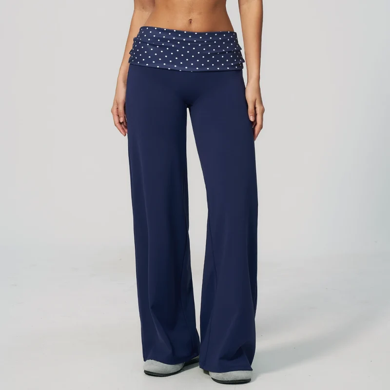 SPARK Retro Polka Dot Fold-Over Yoga Pants ZC4549