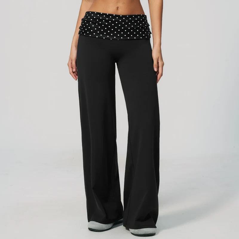 SPARK Retro Polka Dot Fold-Over Yoga Pants ZC4549