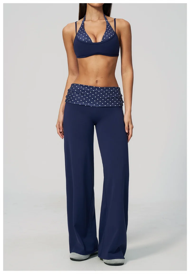 SPARK Retro Polka Dot Fold-Over Yoga Pants ZC4549