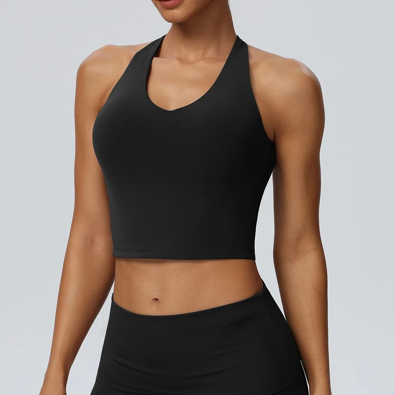 SPARK Women's Halter Neck Yoga Tank Top Open Back YEL62125