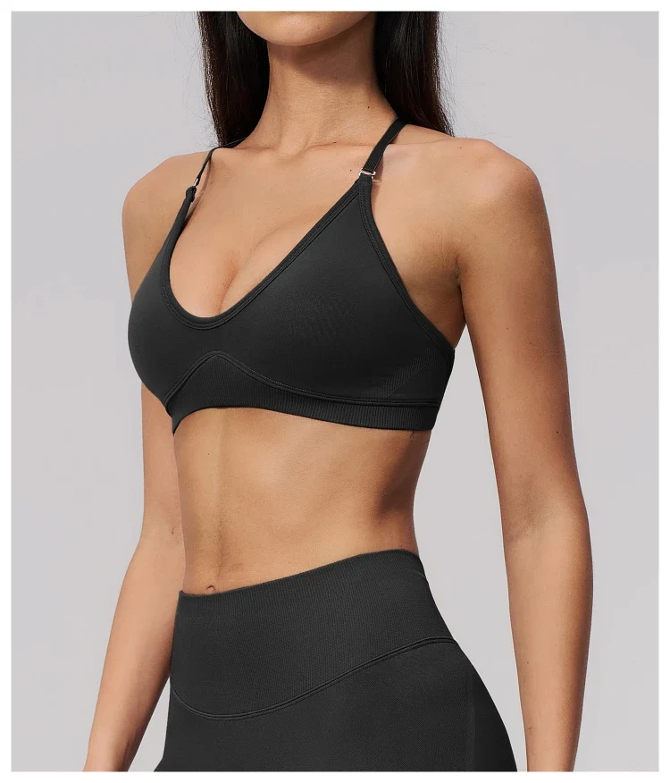 SPARK Seamless Ribbed 3-Way Convertible Yoga Sports Bra ZC3597