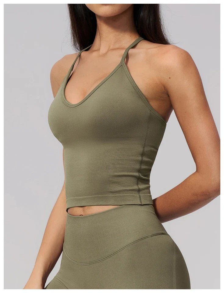 SPARK Seamless Halter Neck Y-Back Yoga Fitness Tank Top ZC3597