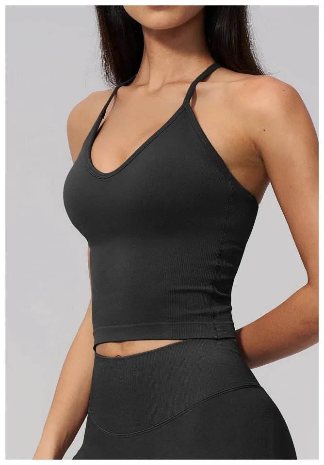 SPARK Seamless Halter Neck Y-Back Yoga Fitness Tank Top ZC3597