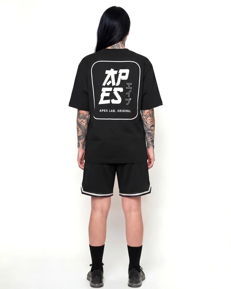 Apes Lab. Original Japan Stamp Basket Shorts - Black