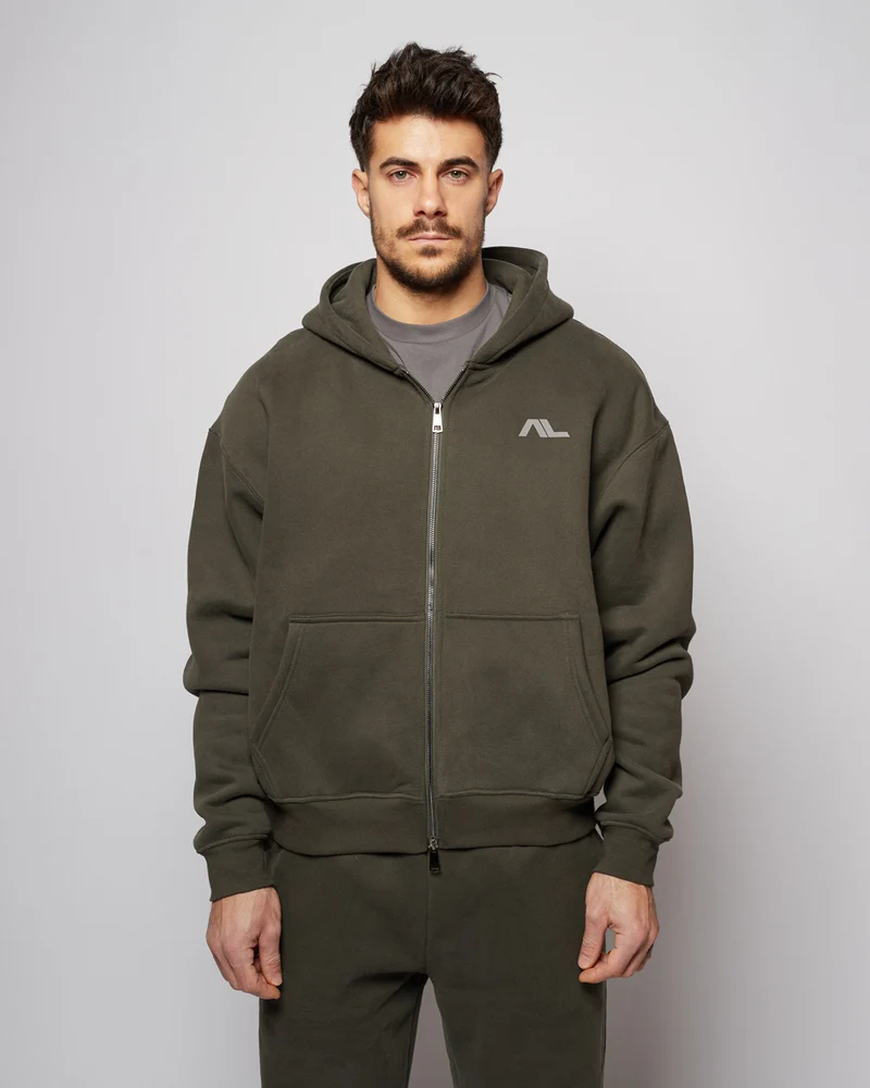 Apes Essentials UNIT Boxy Double Zip Hoodie - Dark Gray