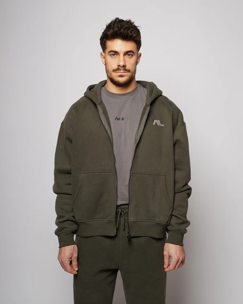 Apes Essentials UNIT Boxy Double Zip Hoodie - Dark Gray