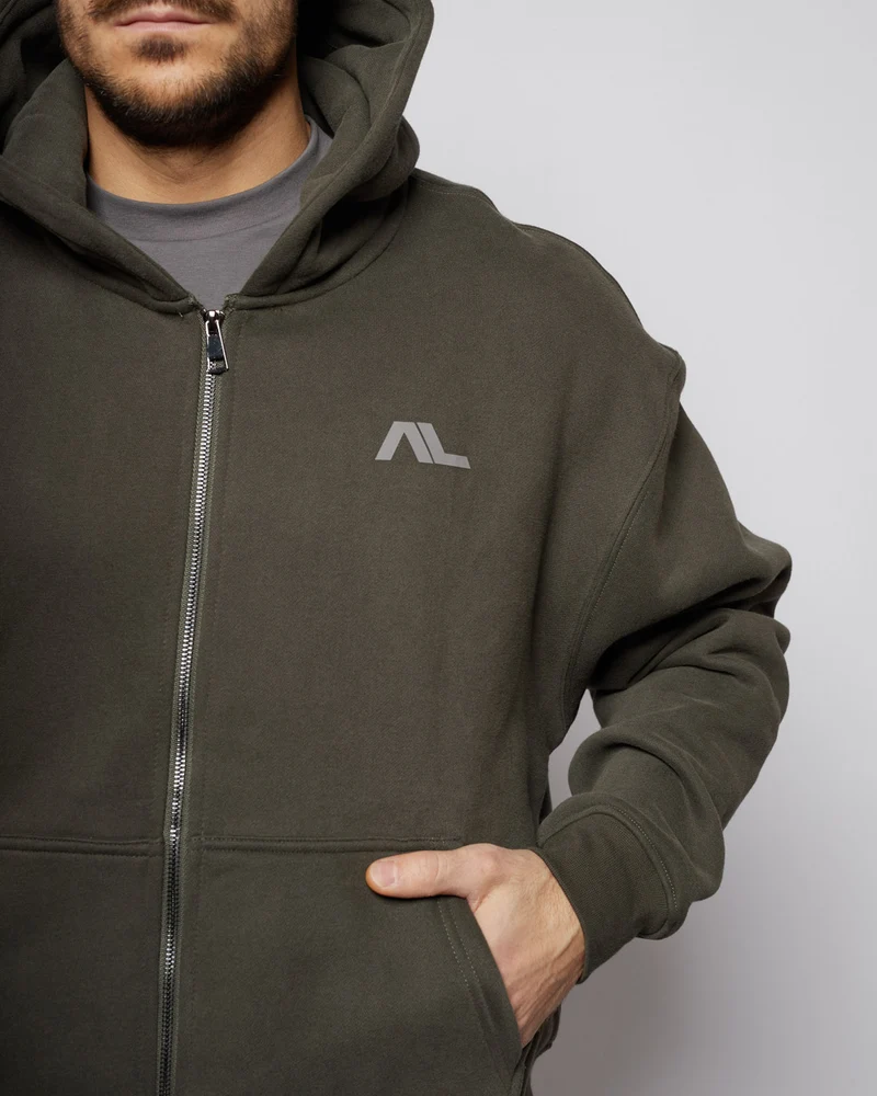 Apes Essentials UNIT Boxy Double Zip Hoodie - Dark Gray