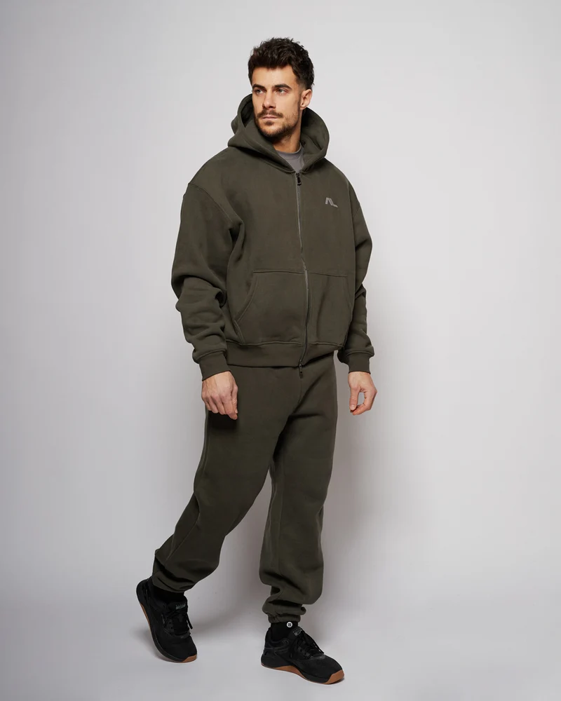 Apes Essentials UNIT Boxy Double Zip Hoodie - Dark Gray