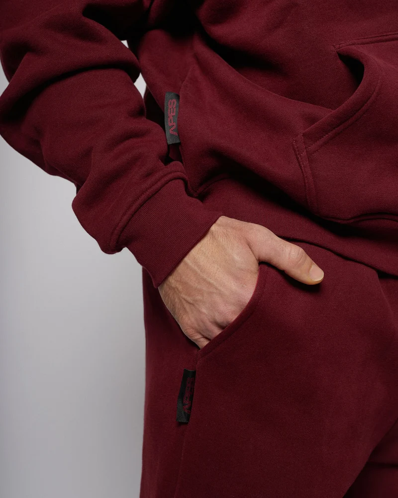 Apes Essentials UNIT Boxy Double Zip Hoodie - Red Velvet