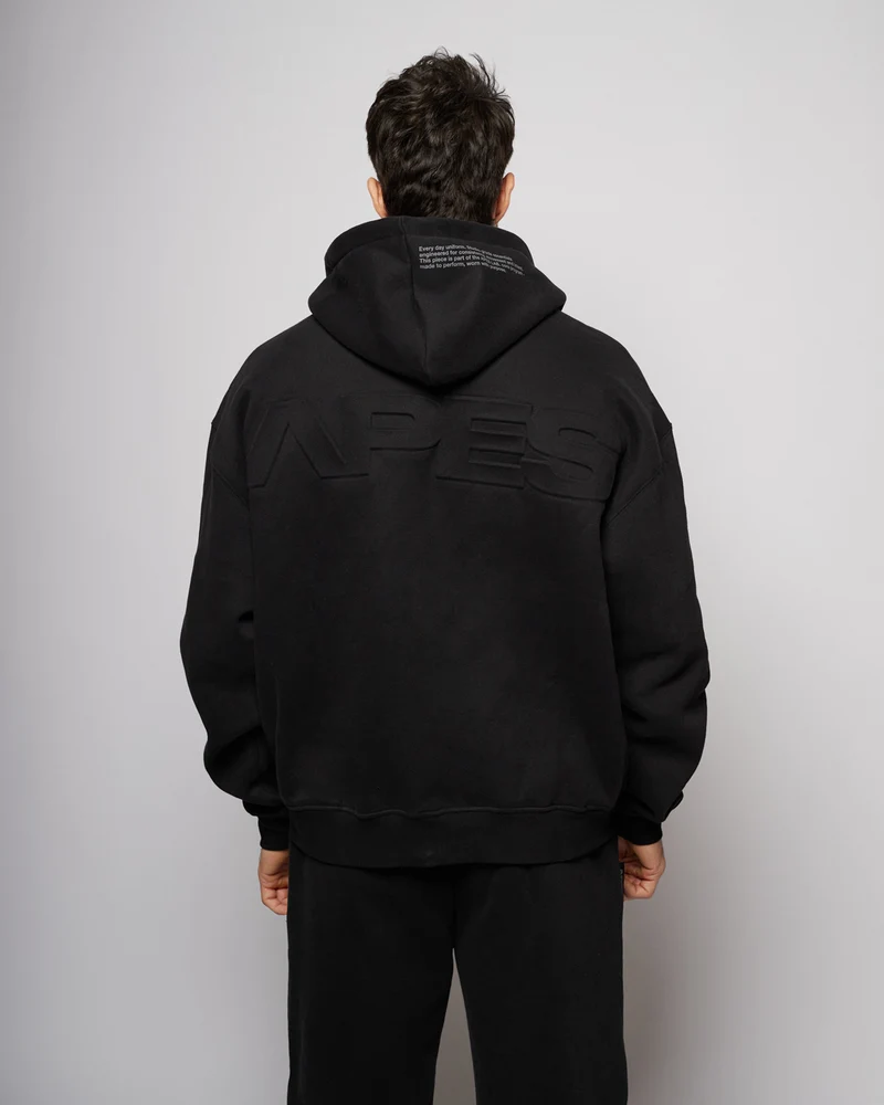 Apes Essentials UNIT Boxy Double Zip Hoodie - Black