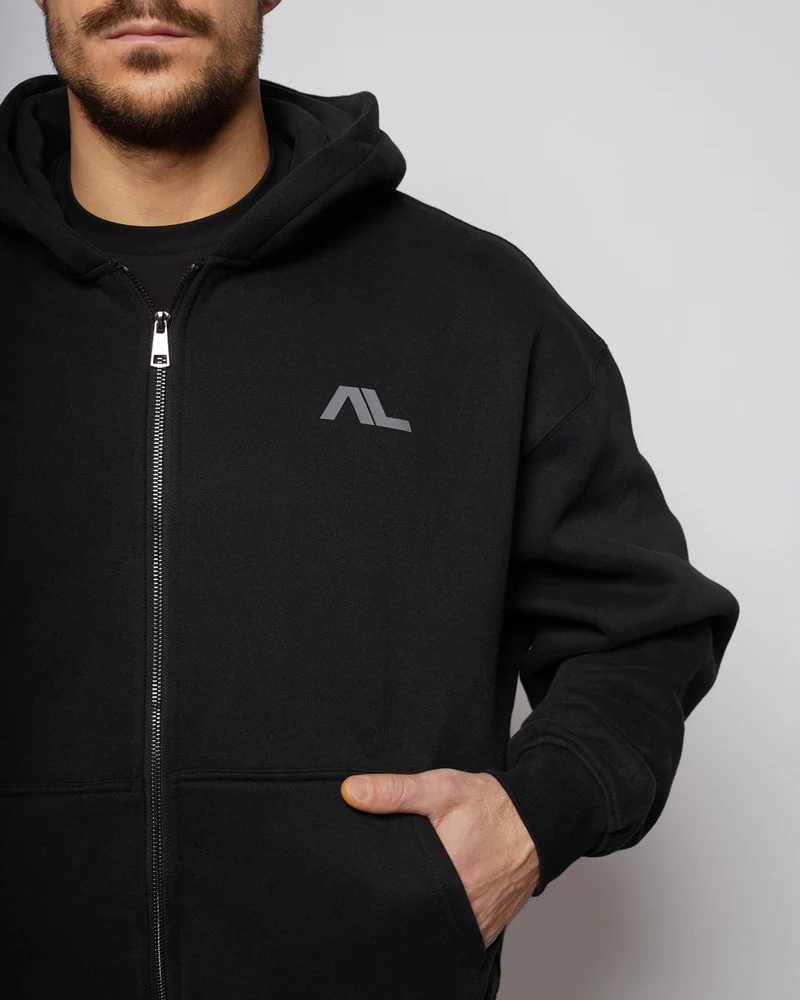 Apes Essentials UNIT Boxy Double Zip Hoodie - Black