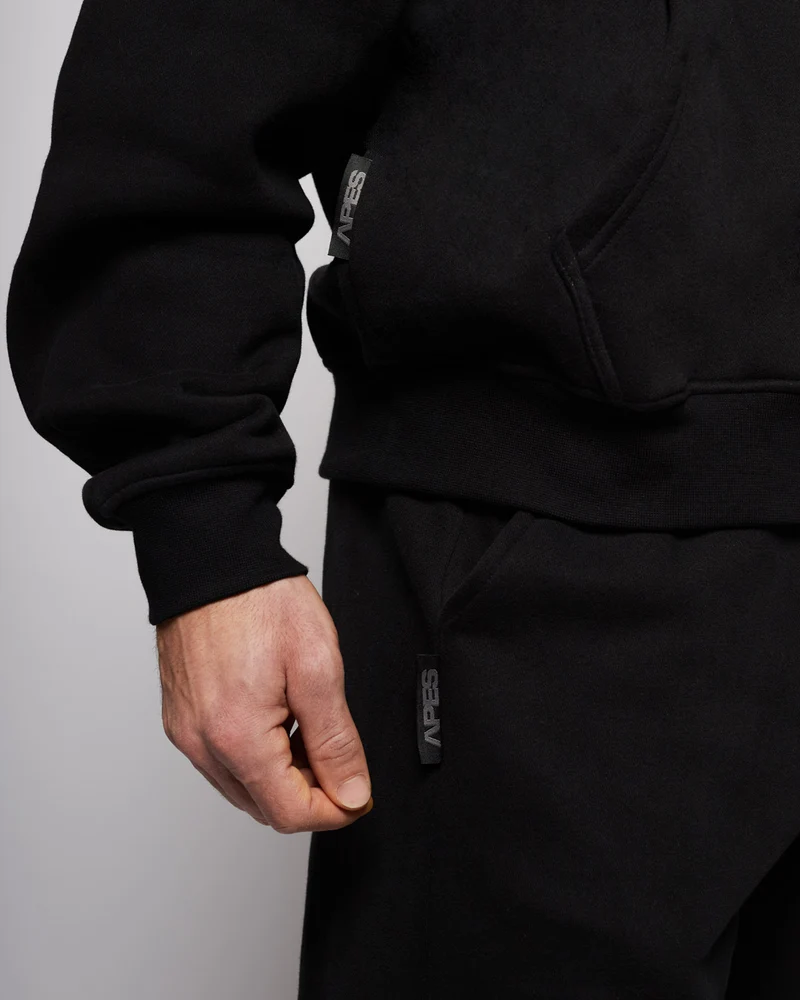 Apes Essentials UNIT Boxy Double Zip Hoodie - Black