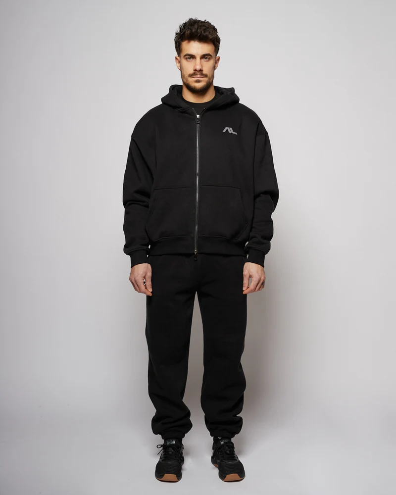 Apes Essentials UNIT Boxy Double Zip Hoodie - Black