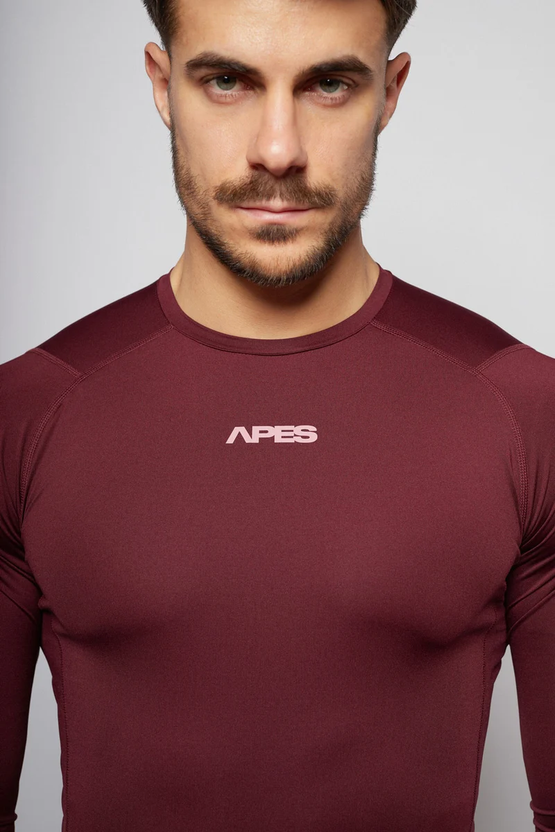 Apes Essentials Skin Compression Long Sleeves Tshirt - Red Velvet