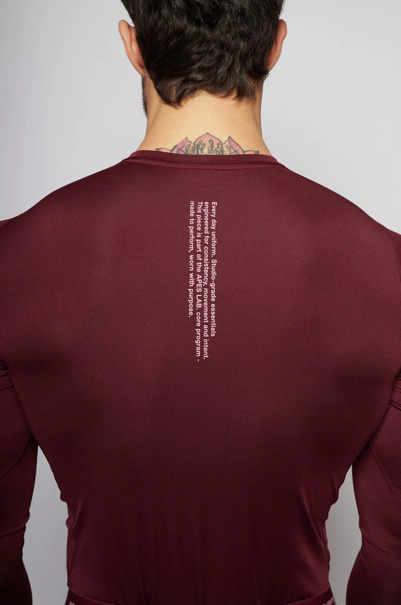 Apes Essentials Skin Compression Long Sleeves Tshirt - Red Velvet