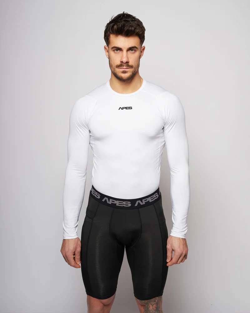 Apes Essentials Skin Compression Long Sleeves Tshirt - White