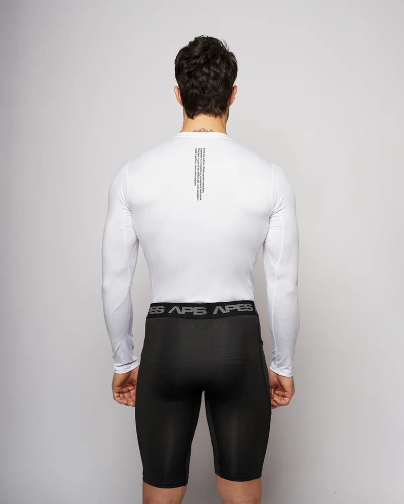 Apes Essentials Skin Compression Long Sleeves Tshirt - White
