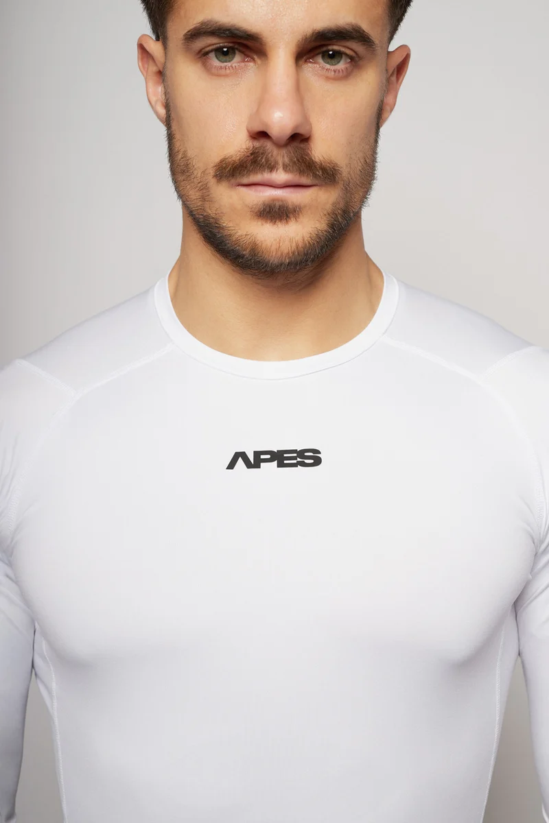 Apes Essentials Skin Compression Long Sleeves Tshirt - White
