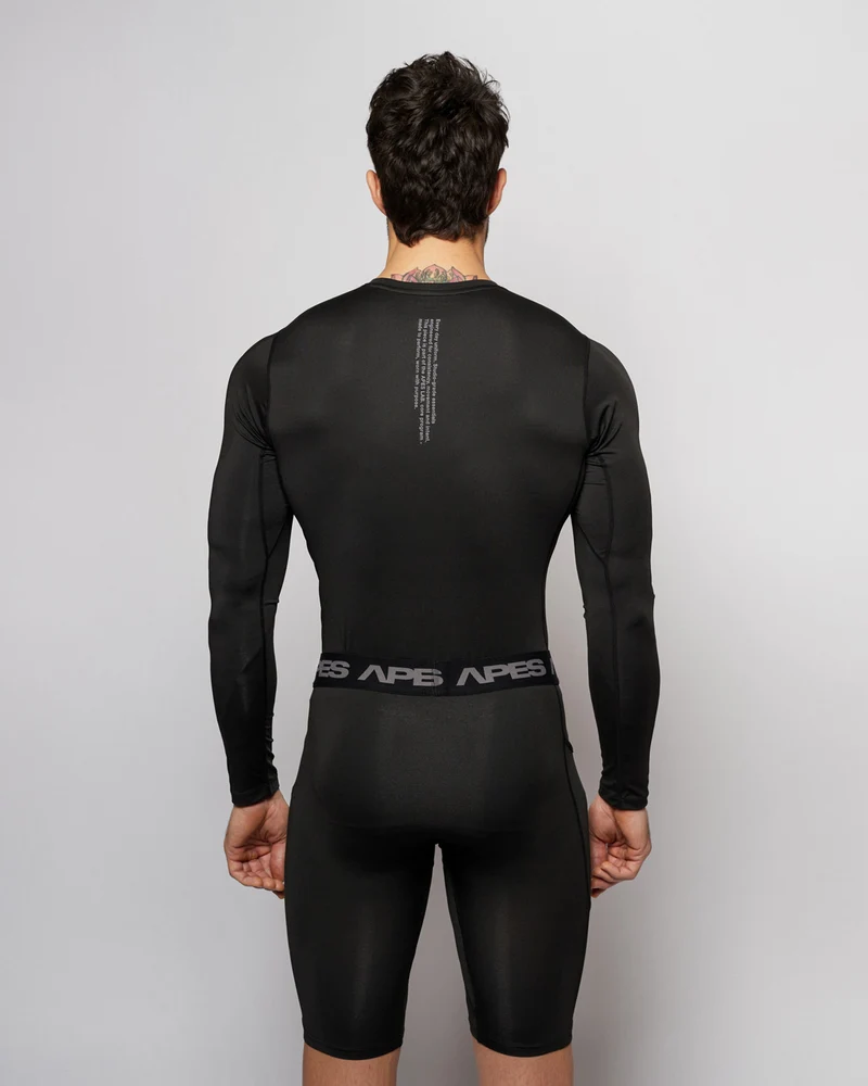 Apes Essentials Skin Compression Long Sleeves Tshirt - Solid Black