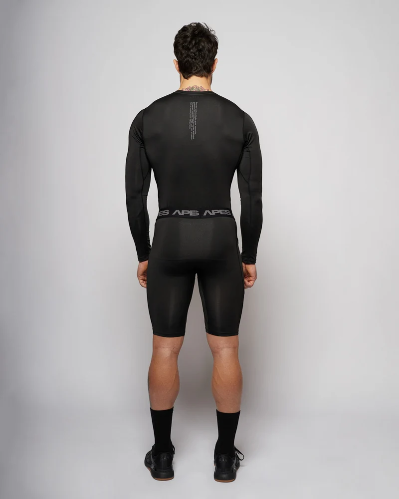 Apes Essentials Skin Compression Long Sleeves Tshirt - Solid Black