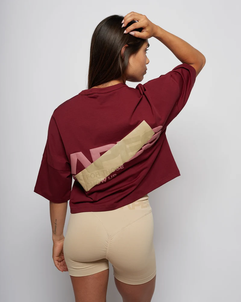 Apes Essentials Bold Crop Tshirt - Red Velvet