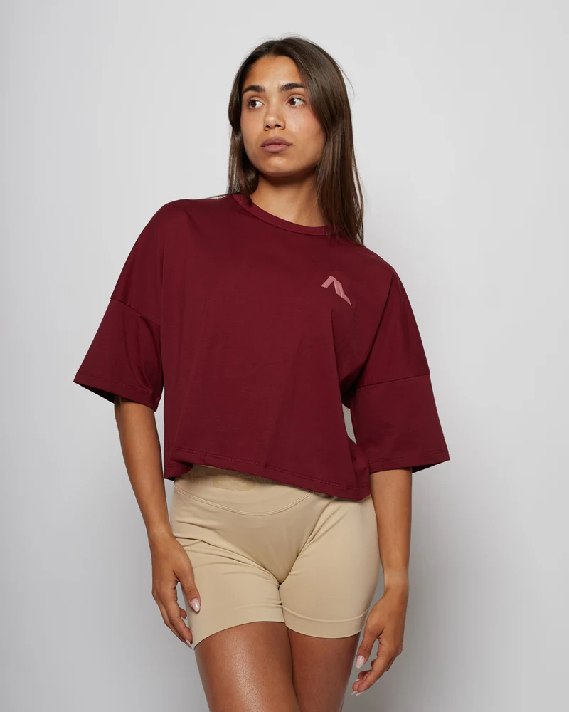 Apes Essentials Bold Crop Tshirt - Red Velvet