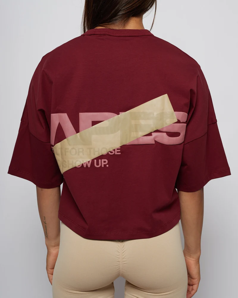 Apes Essentials Bold Crop Tshirt - Red Velvet