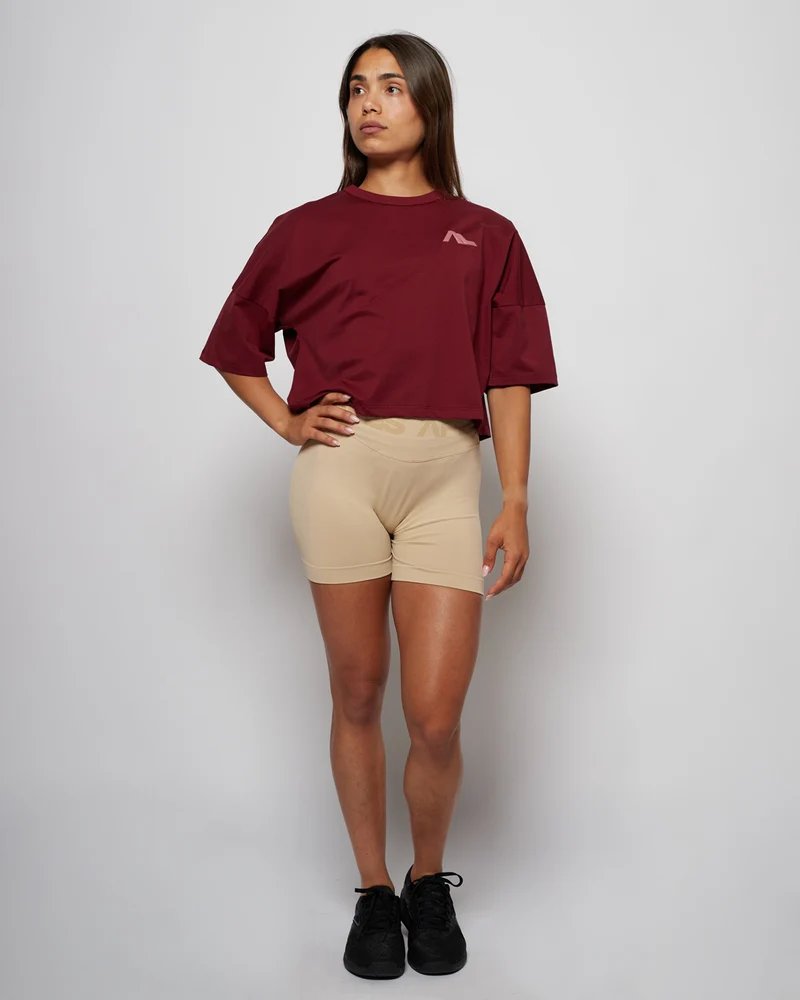 Apes Essentials Bold Crop Tshirt - Red Velvet