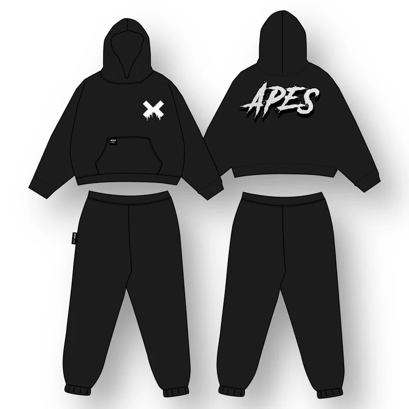 Apes Loose Fleece Pants Black