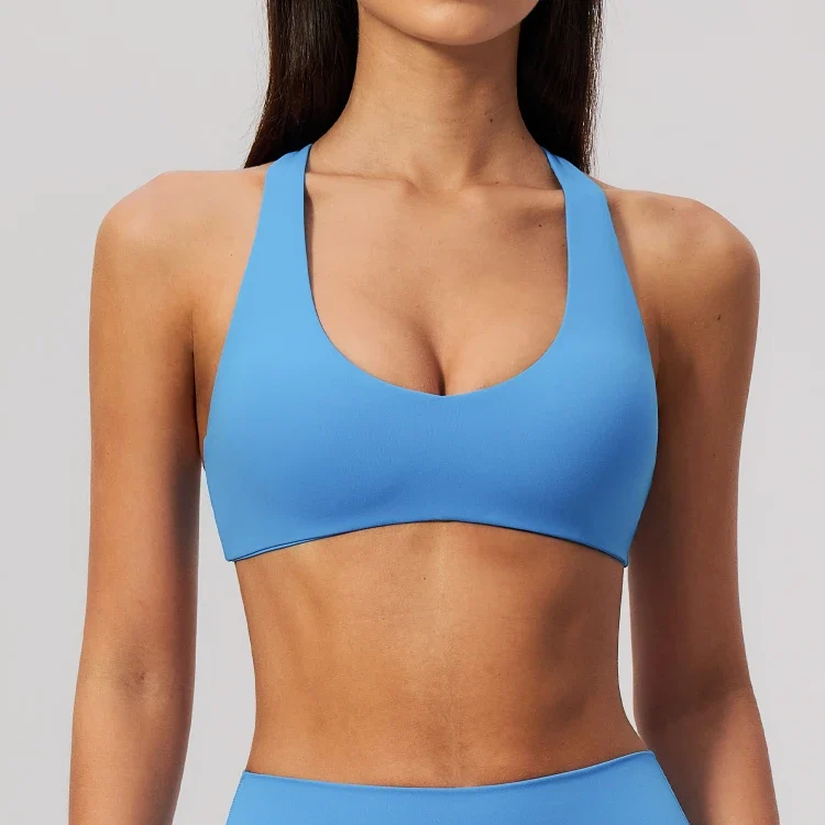 SPARK Women's Wide Halter Straps Cross Back Yoga Workout Bra ZC5558