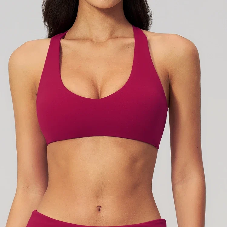 SPARK Women's Wide Halter Straps Cross Back Yoga Workout Bra ZC5558