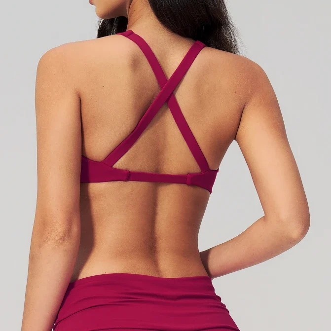 SPARK Women's Wide Halter Straps Cross Back Yoga Workout Bra ZC5558