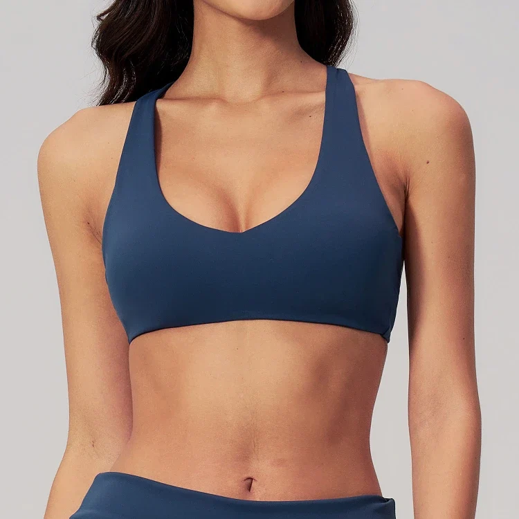 SPARK Women's Wide Halter Straps Cross Back Yoga Workout Bra ZC5558