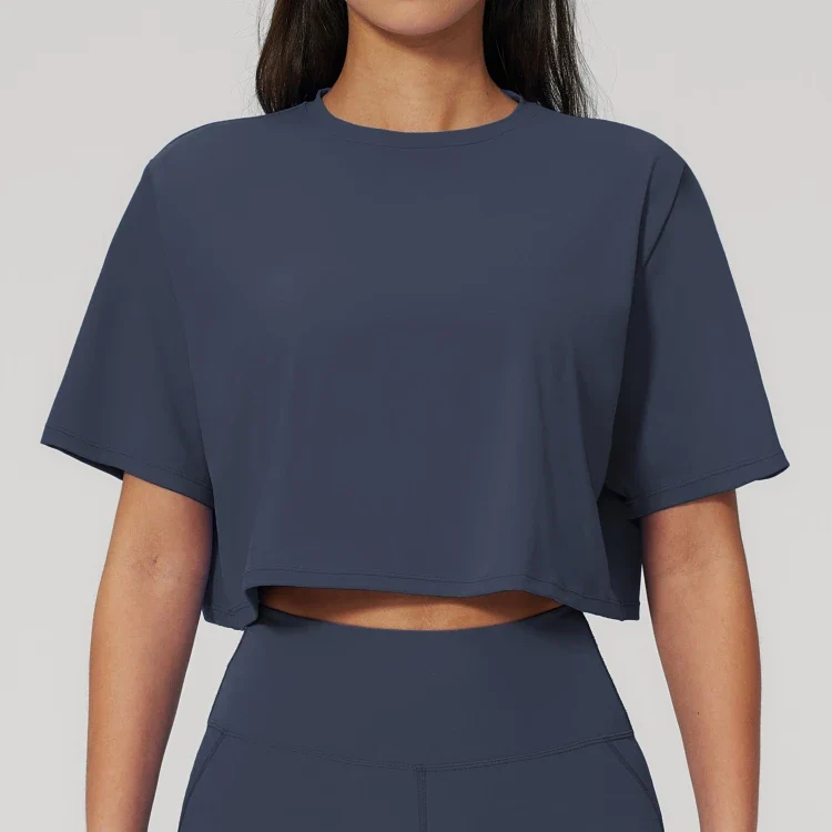 SPARK New Crew-Neck Loose Cropped Athletic Yoga Fitness T-Shirt ZC3091-2
