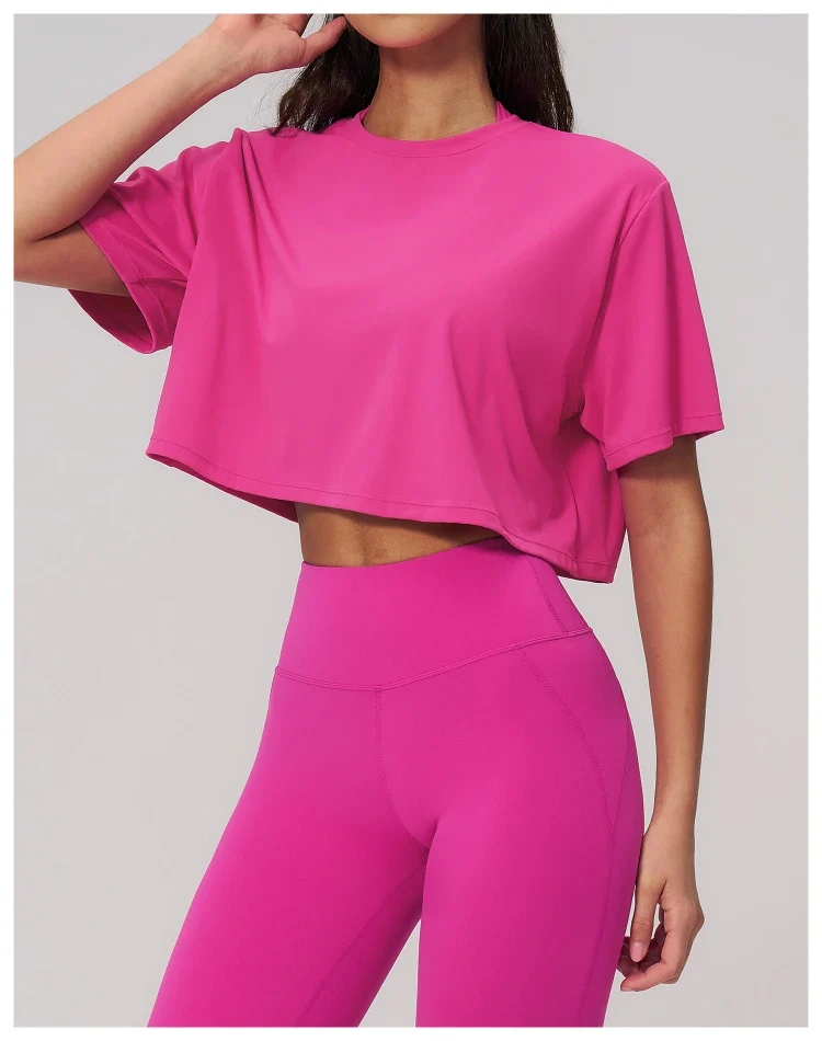 SPARK New Crew-Neck Loose Cropped Athletic Yoga Fitness T-Shirt ZC3091-2