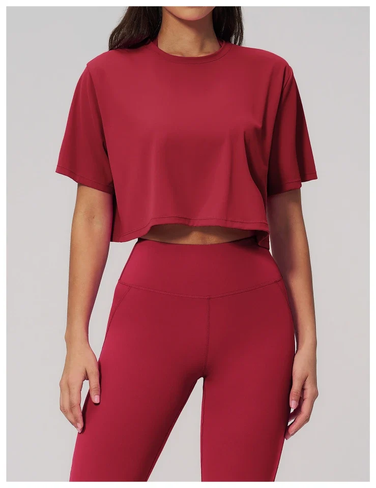 SPARK New Crew-Neck Loose Cropped Athletic Yoga Fitness T-Shirt ZC3091-2