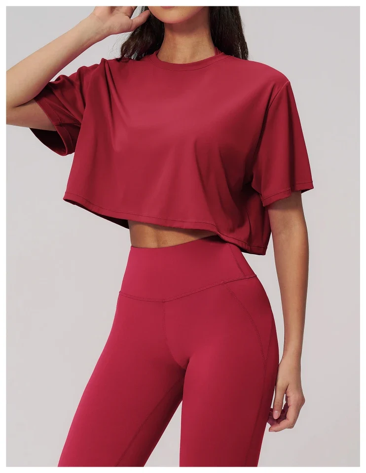 SPARK New Crew-Neck Loose Cropped Athletic Yoga Fitness T-Shirt ZC3091-2