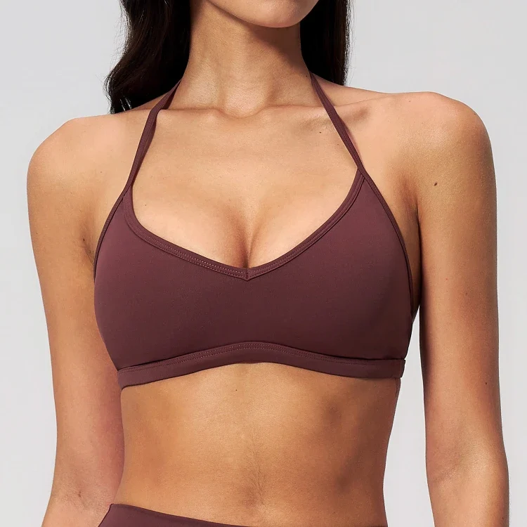 SPARK Thin-Strap V Neck Halter Yoga Fitness Bra ZC5555