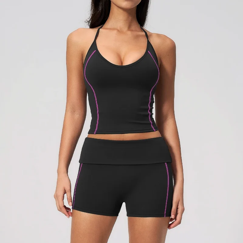 SPARK New Fashionable Contrast Color Yoga Outfit 2 Piece Set ZC4533