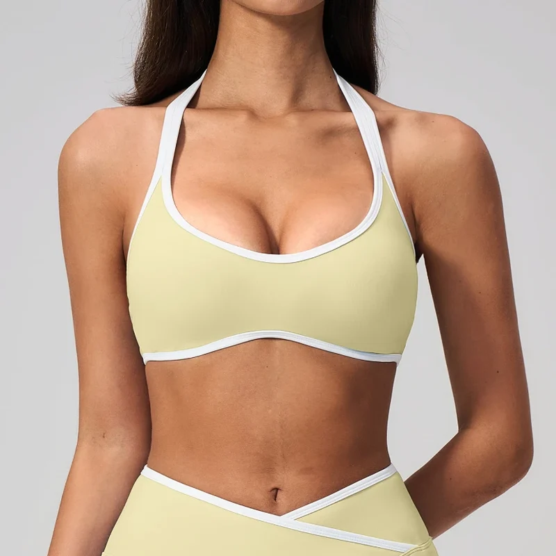 SPARK Color-blocked Halter Yoga Fitness Bra ZC2134