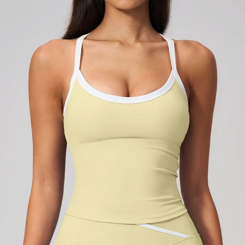 SPARK Color-blocked Bare-feel Yoga Fitness Tank Top ZC2134